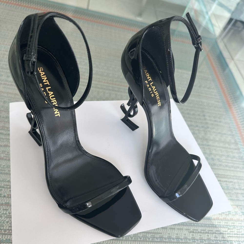 YSL black Opyum sandals heels 38.5